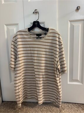 Ted Baker Men’s Short-Sleeve Striped Tee - Beige & White